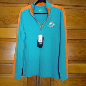 NWT Antigua Miami Dolphins 1/4 Zip Pullover Small Sports Jacket Teal Orange